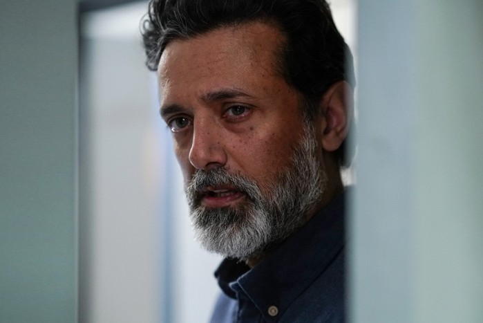 477720,EastEnders Navin Chowdhry as Nish Panesar with a beard in close-up for EastEnders.