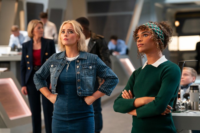 480141,Doctor Who S1 Jemma Redgrave as Kate Lethbridge Stewart, Millie Gibson as Ruby Sunday and Yasmin Finney as Rose Noble in Doctor Who:The Legend Of Ruby Sunday