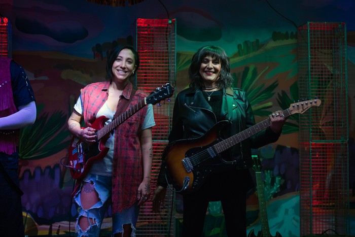 Sarah Kameela Impey as Saira and Meera Syal as Sister Squire in We Are Lady Parts season 2 Sarah Kameela Impey as Saira and Meera Syal as Sister Squire in We Are Lady Parts season 2