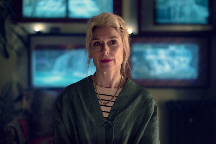 Amelia Bullmore as Sylvia in The Jetty Amelia Bullmore as Sylvia in The Jetty in a green jacket and stripy top