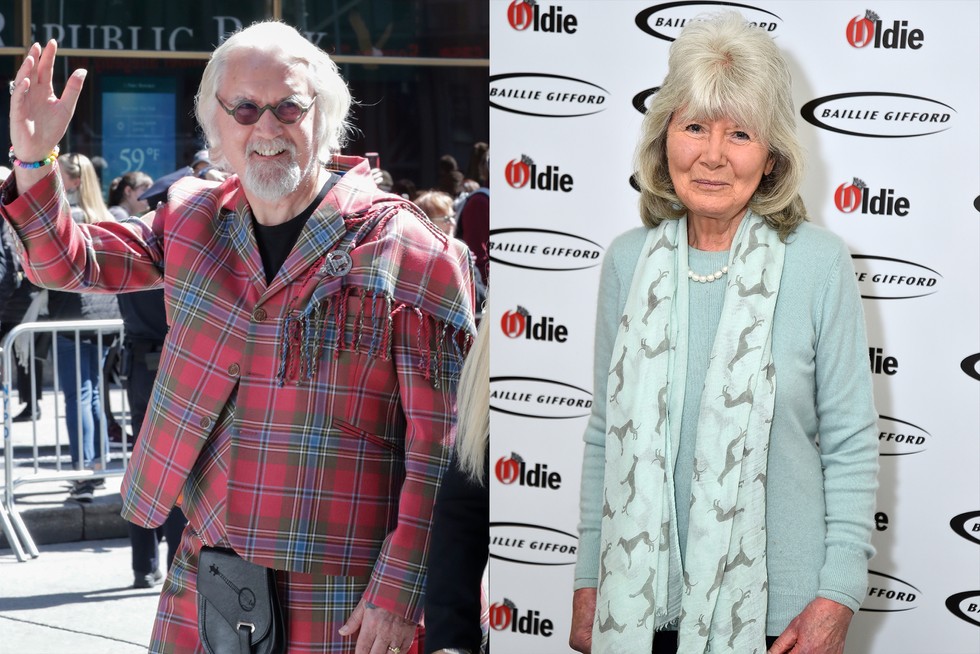 Billy Jilly Photos of Billy Connolly and Jilly Cooper put next to each other. Connolly is waving, Cooper is smiling slightly at the camera.