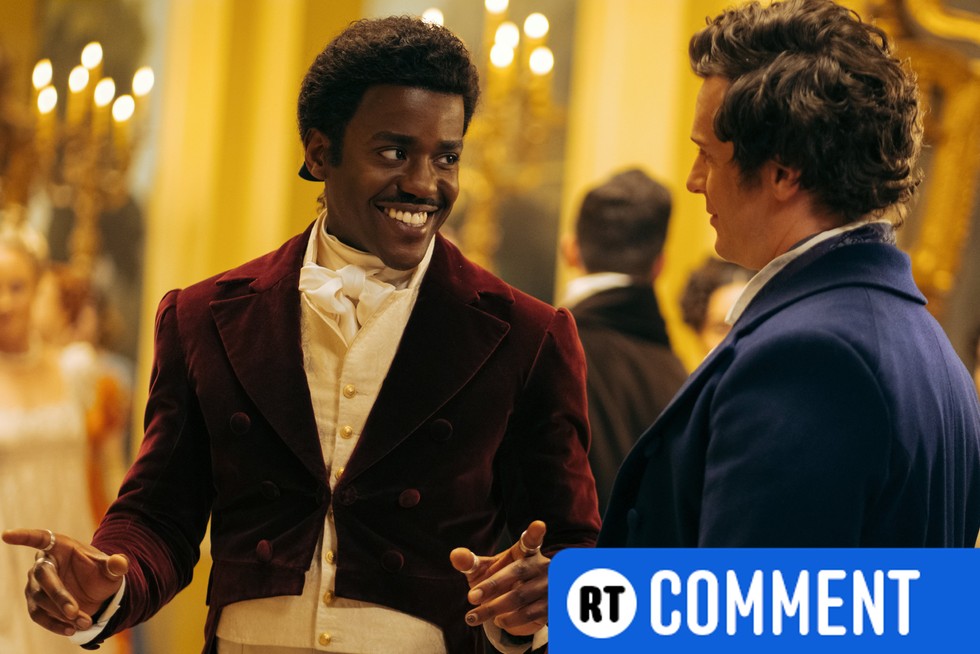 Ncuti Gatwa as the Doctor and Jonathan Groff as Rogue in Doctor Who Ncuti Gatwa as the Doctor and Jonathan Groff as Rogue in Doctor Who episode Rogue. The Doctor is smiling at Rogue and a blue label in the bottom right corner reads: "RT Comment"