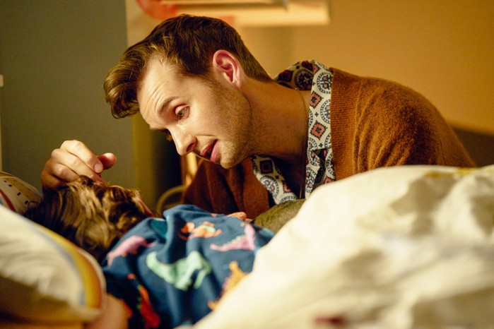 Lost Boys & Fairies Gabriel stroking Jake's head while he's tucked up in bed