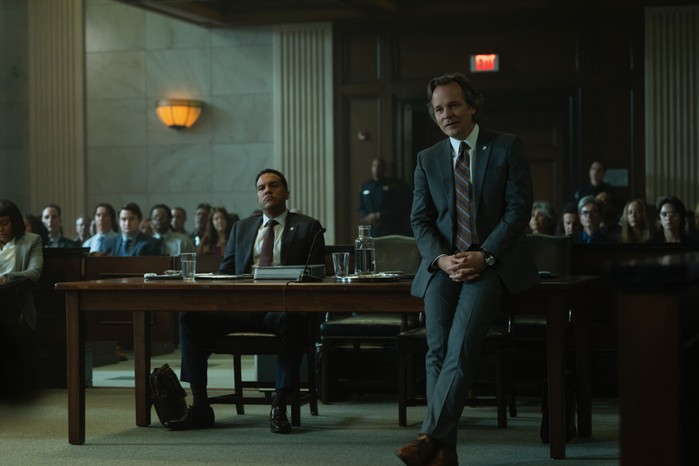 Presumed_Innocent_Photo_010601 O-T Fagbenle and Peter Sarsgaard in Presumed Innocent, stood and sat in a court room