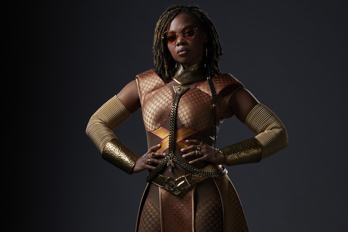 Susan Heyward as Sister Sage in The Boys season 4 Susan Heyward as Sister Sage in The Boys season 4, posing with her hands on her hips